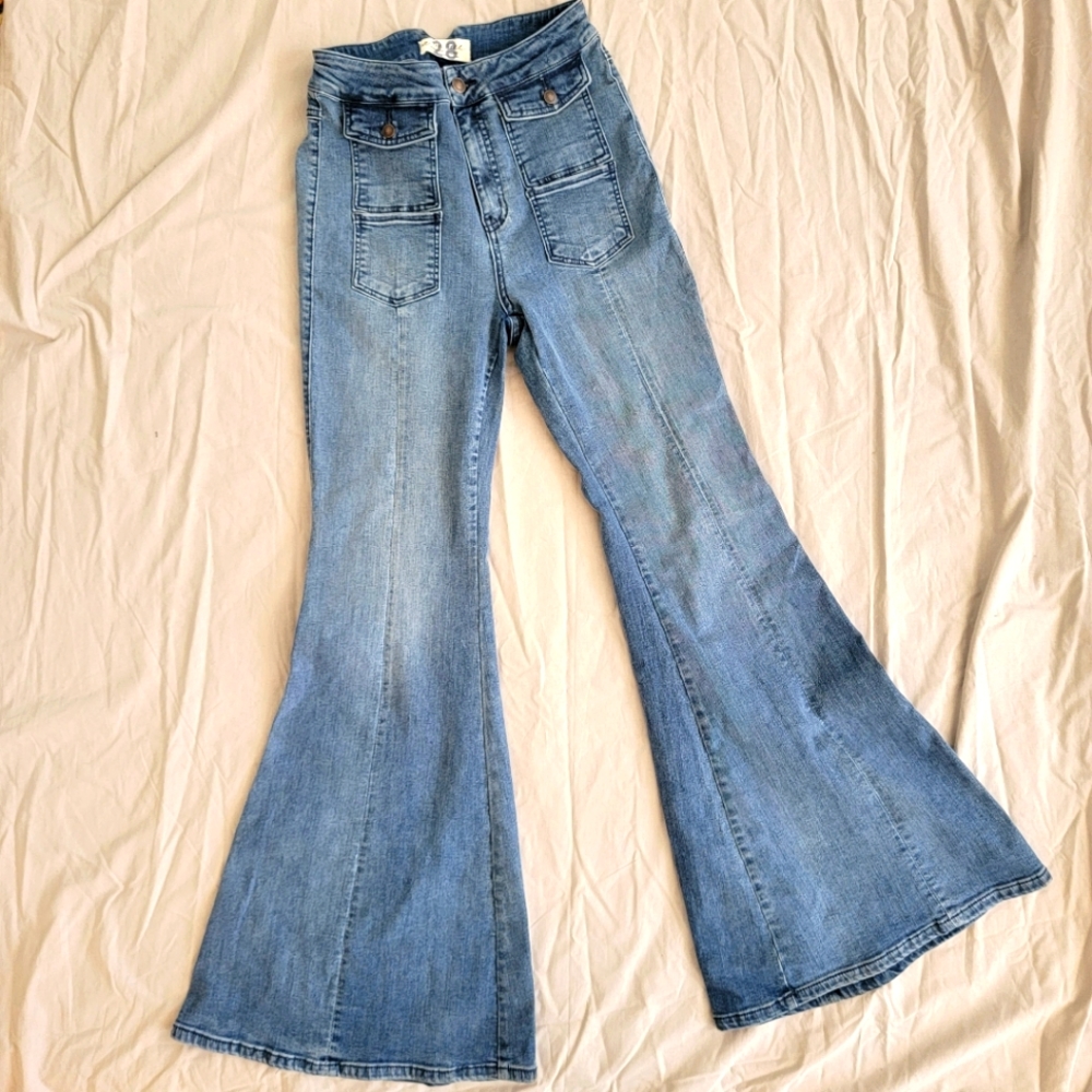 Free People High-waisted Fladed Jeans